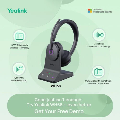 Yealink WH68 Stereo Teams DECT Wireless Headset 1208655 - Image 7