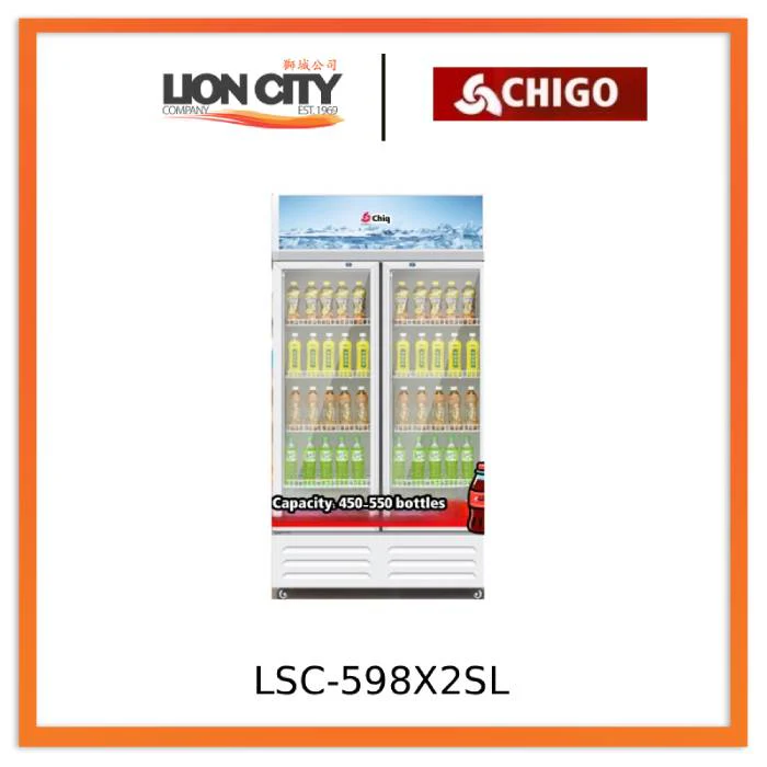 Chigo LSC-598X2SL Beverage Display Cabinet Refrigerator Volume 568 L Double Door White Colour